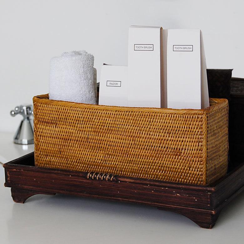 アタ 編まれた 長方形 収納 ボックス Cタイプ 2413 : アジア工房