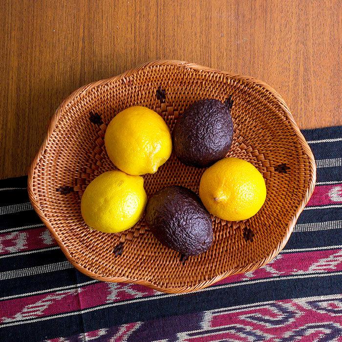 アタ 編まれた 楕円形 フルーツバスケット Mサイズ 2711 : アジア工房