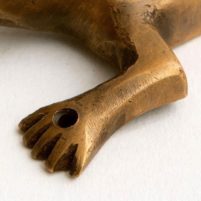 メール便対応 フック ヤモリ型 幅5cm 高さ9.5cm アンティーク風 真鍮製