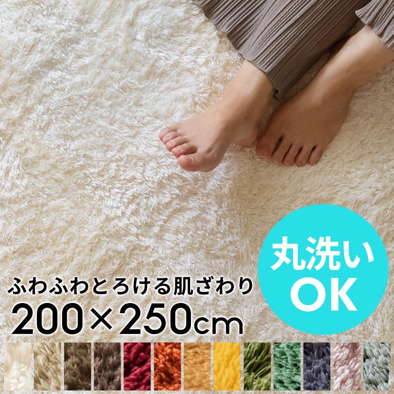 洗えるラグマット 200cm×250cm マイクロファイバーフラッフィラグカーペット B100-200x250 | 