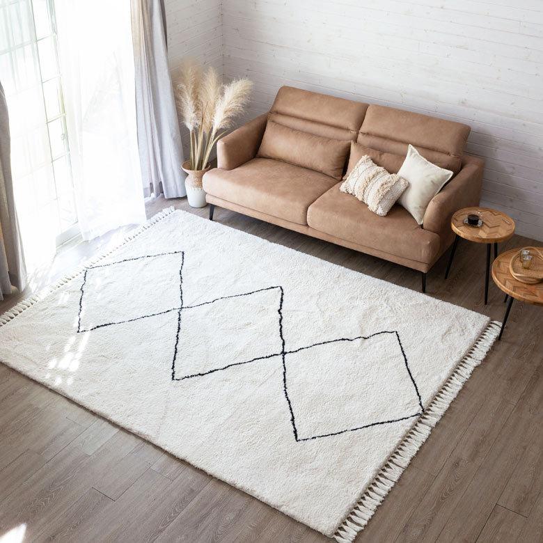 ラグ ラグマット 約 200×250cm ベニオワレン風 メッシュ 長方形 室内 アイボリー ブラック グレー b1f-83 |  | 18