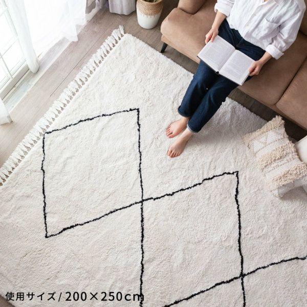 ラグ ラグマット 約 200×250cm ベニオワレン風 メッシュ 長方形 室内