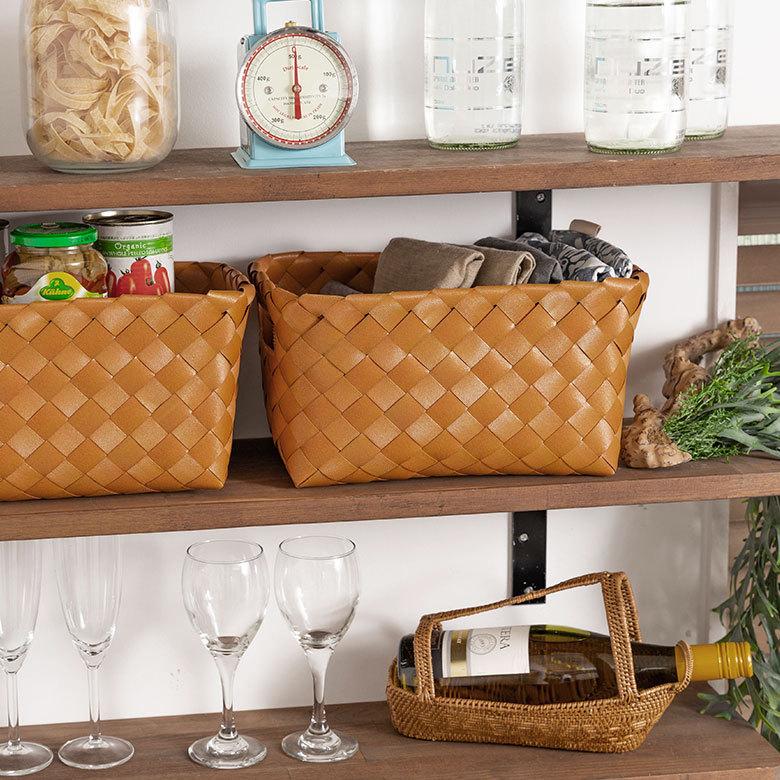 かご バスケット 洗える 白樺風 籠 ポリエチレン製 水洗い はっ水 撥水