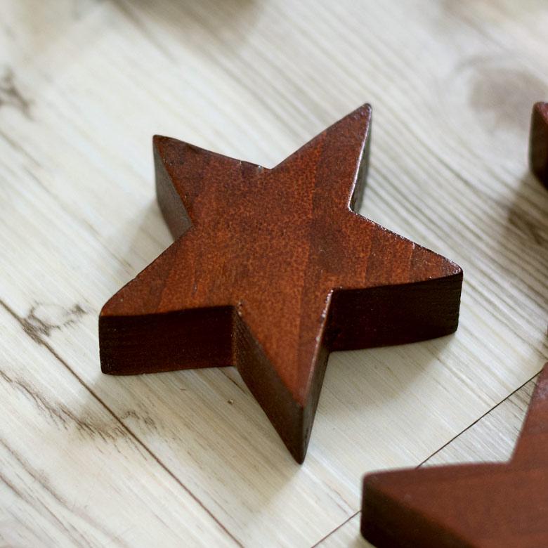 アルファベット イニシャル 星型 スター オブジェ 木製 木彫り 無垢材