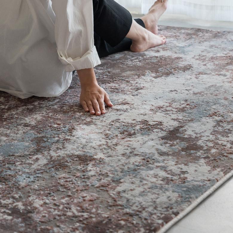 ラグ ラグマット 約 130×190cm エジプト製 ペルシャ 絨毯風 抽象 アート ウィルトン織り アンティーク風 eg84220-rd｜asia-kobo｜04