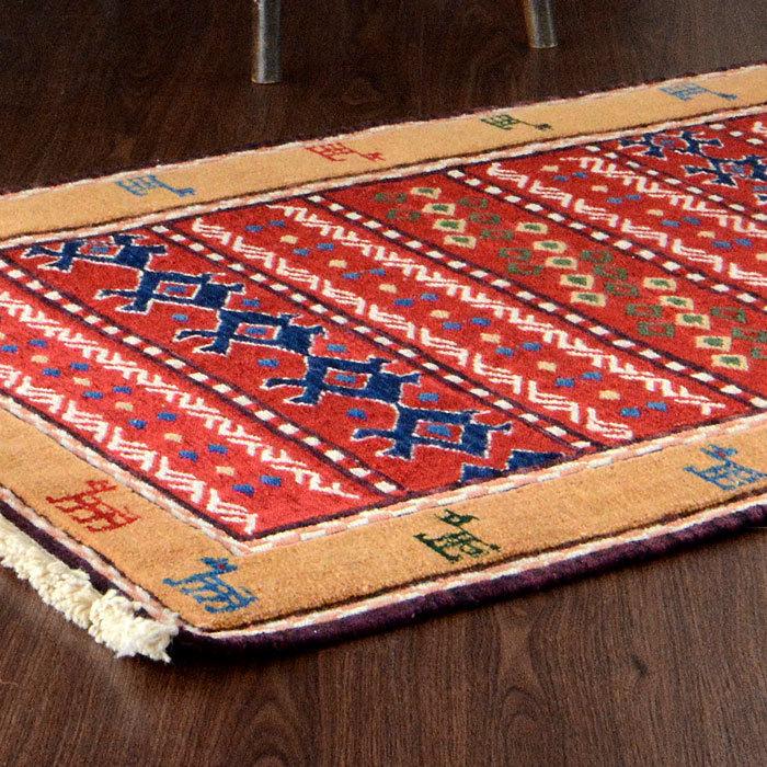 手織り高級ラグ ソマック B 82cm×127 ウールキリム 絨毯 カーペット KS