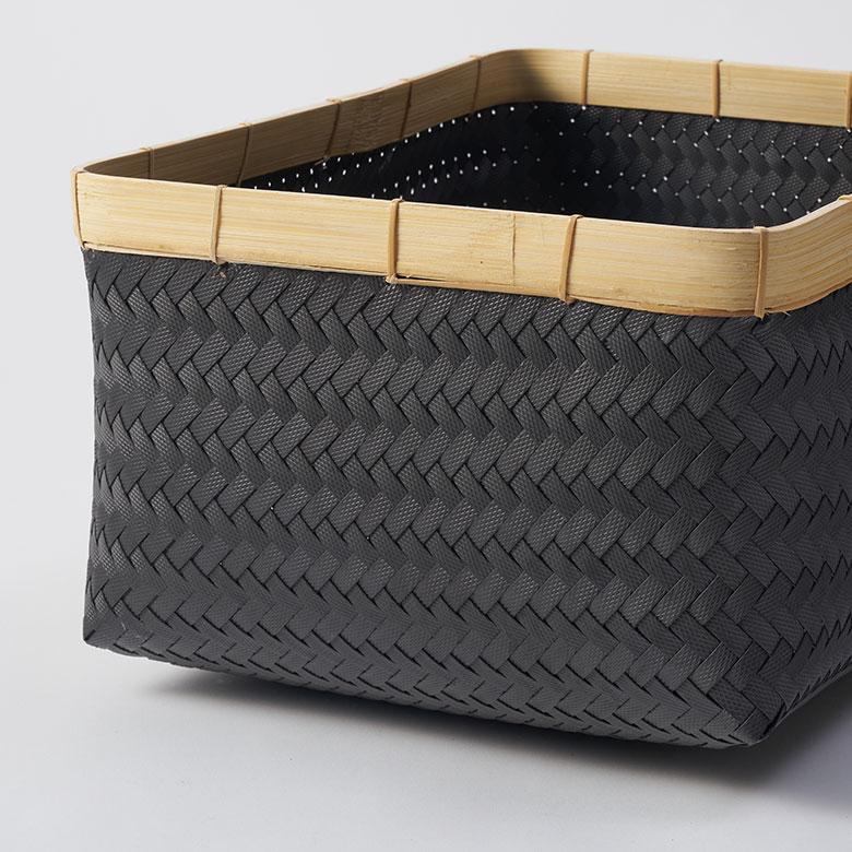 バスケット Lサイズ かご 27.6L バンブー 竹 プラスチック ランドリー