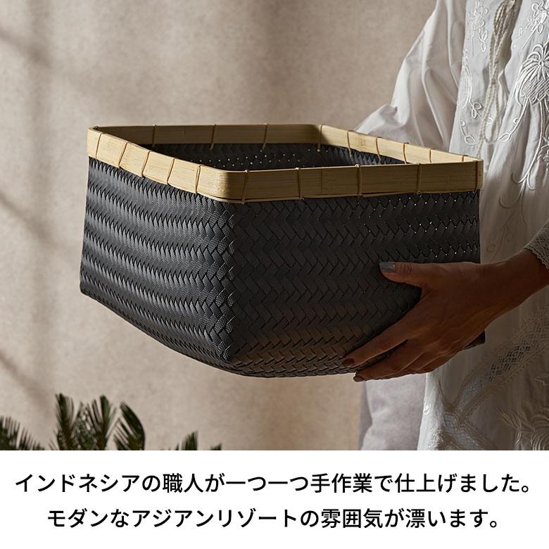 バスケット Lサイズ かご 27.6L バンブー 竹 プラスチック ランドリー