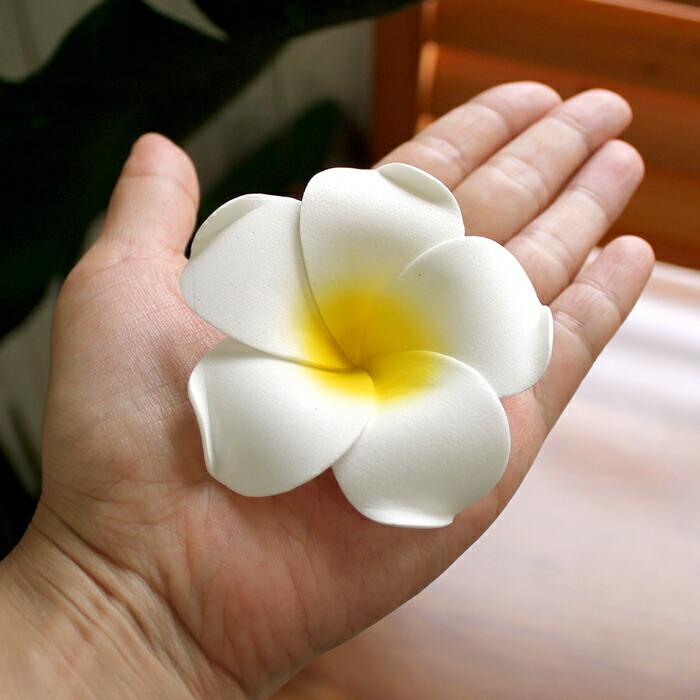 プルメリア 造花 花びら先端カールタイプ Mサイズ ホワイト 2個セット