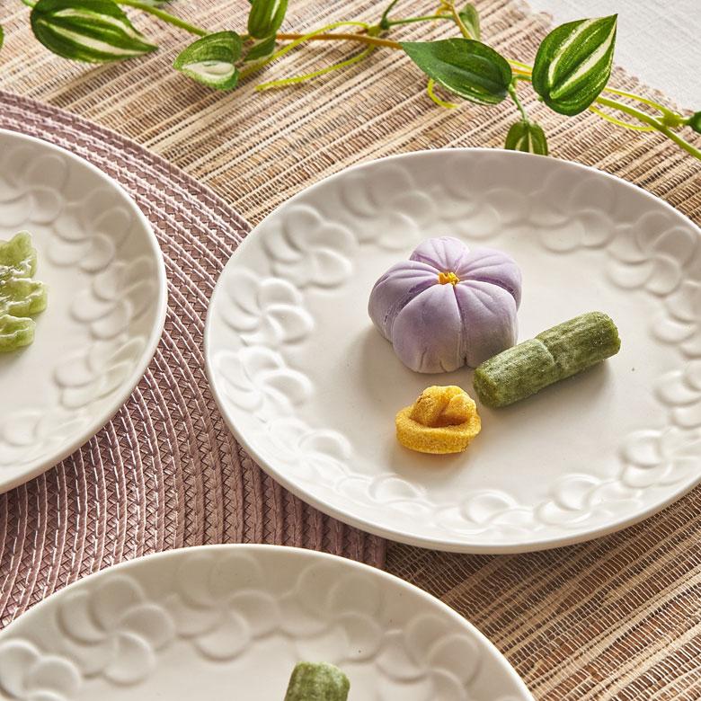 プルメリア　ホワイト　食器　5枚セット プレート プルメリア 丸皿 径 15cm ホワイト 陶器 食器 お皿 平皿 中皿
