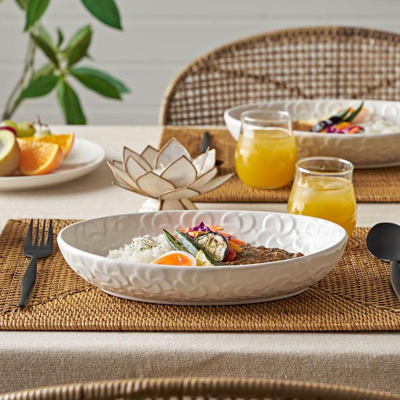 プルメリア 陶器 サニタリーセット プレート プルメリア オーバー ボウル 楕円 ホワイト 陶器 食器 お皿