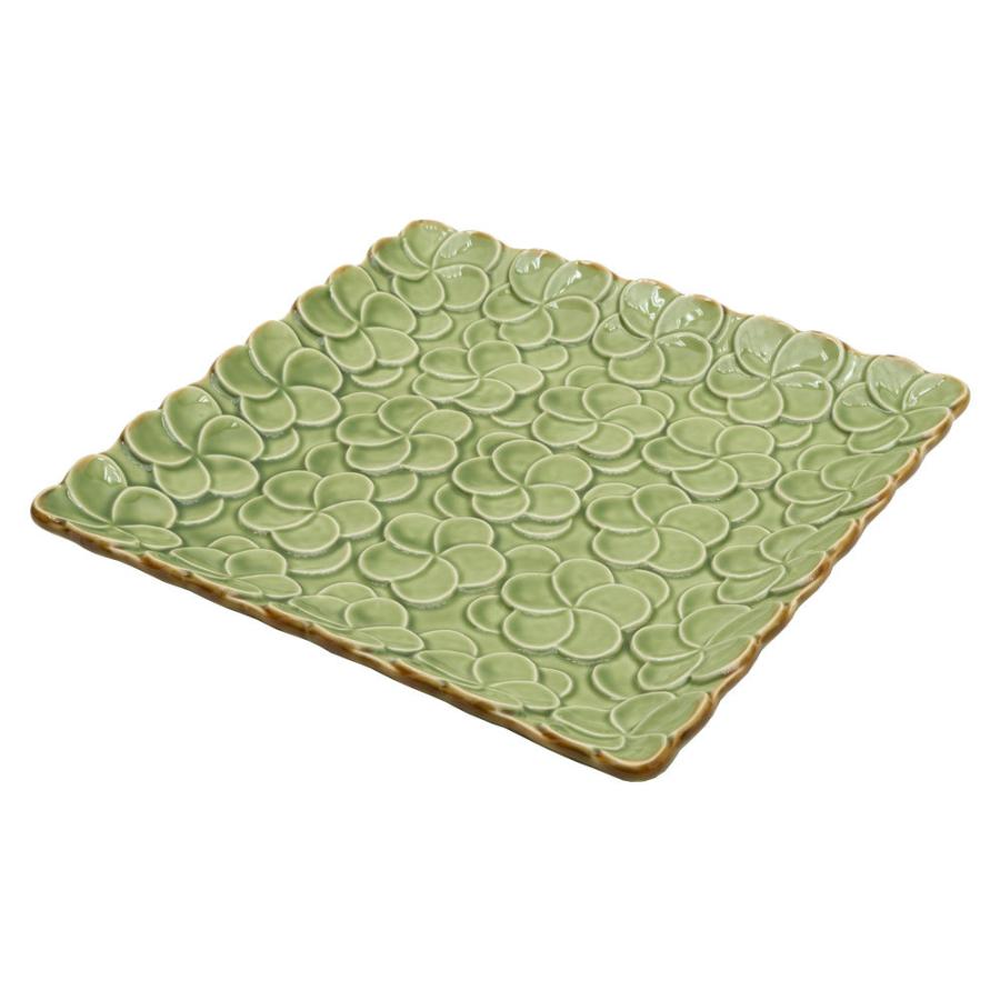 スクエアプレート プルメリアモチーフ Lサイズ 25cm角 ホワイト 陶器製 pl9-668 |  | 20