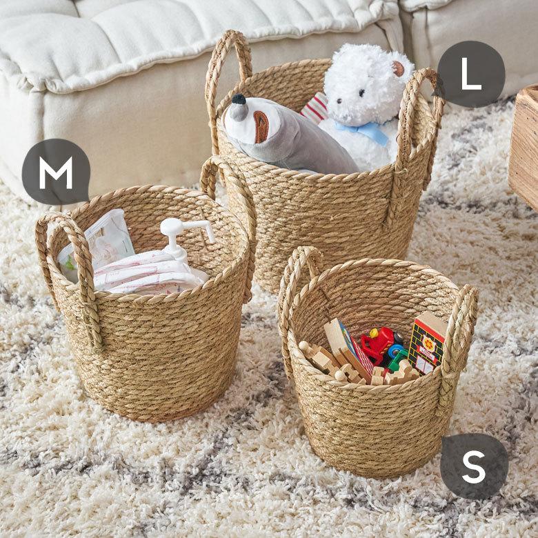 3個セット バスケット かご ハンドル付 収納 い草 S M L [set 3個セット バスケット かご ハンドル付 収納 い草 S M L [set