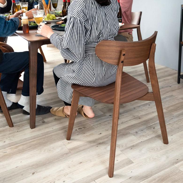 2脚セット ダイニングチェア 木製 ウォールナット 座面高44cm set-8400