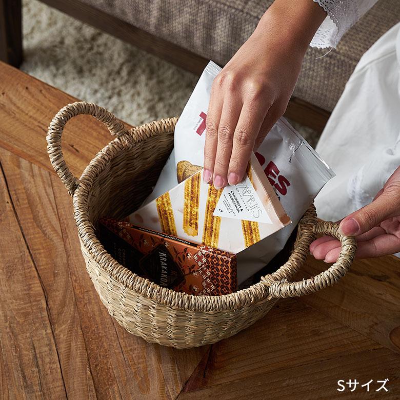 かご バスケット 持ち手 付き シーグラス S M L 3個セット ナチュラル