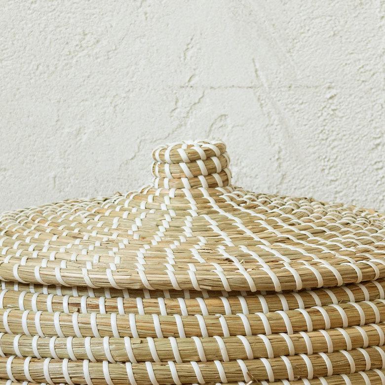 バスケット ふた付き 持ち手付き ポットタイプ アフリカ シーグラス製