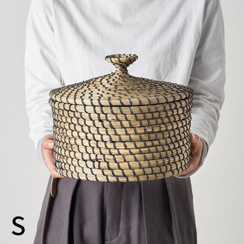 バスケット ふた 付き かご ポット シーグラス 約W 25cm D H 26.5cm