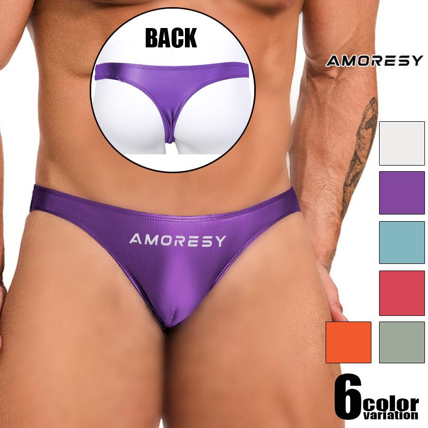 メンズTバック AMORESY アモレシー 光沢Tバック ピッチリ 水着系生地 