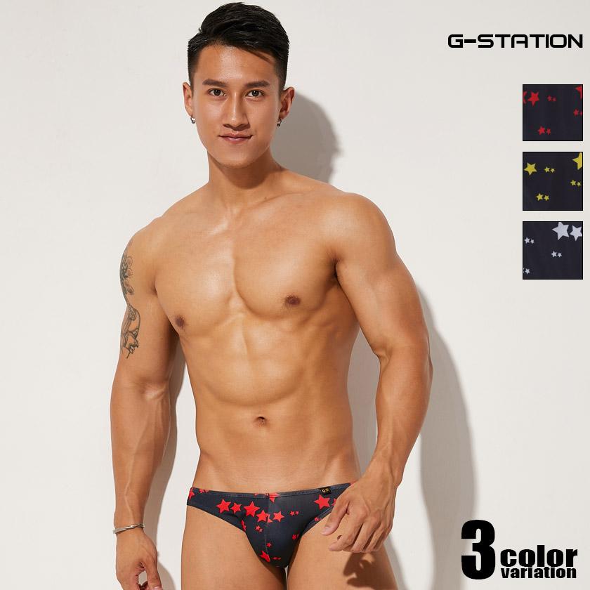 ビキニブリーフ G Station ジーステーション スタープリント モッコリ 男性下着 ローライズ 立体縫製 星 ブーメランパンツ G 22sj Asiancloset 通販 Yahoo ショッピング