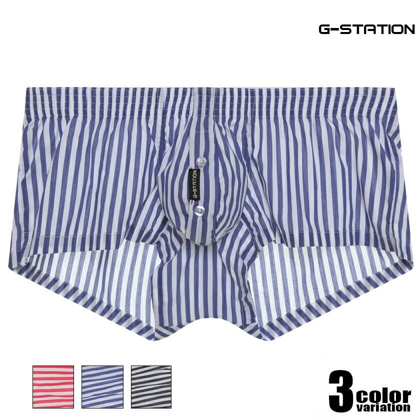 ショートトランクス G Station ジーステーション 立体縫製 ストライプ メンズ 男性下着 ローライズ パンツ サイドスリット 前開き 縞 G 2104yd Asiancloset 通販 Yahoo ショッピング