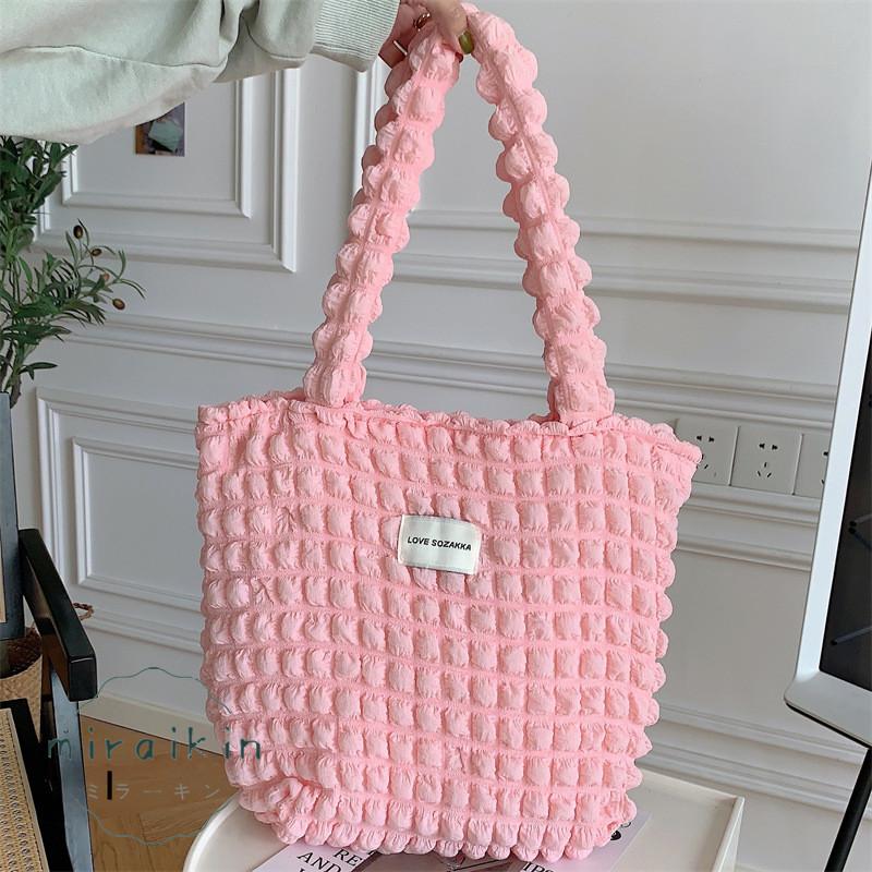 ぽこぽこトートバッグ ワッフル風バッグ 大容量 ポップコーントート