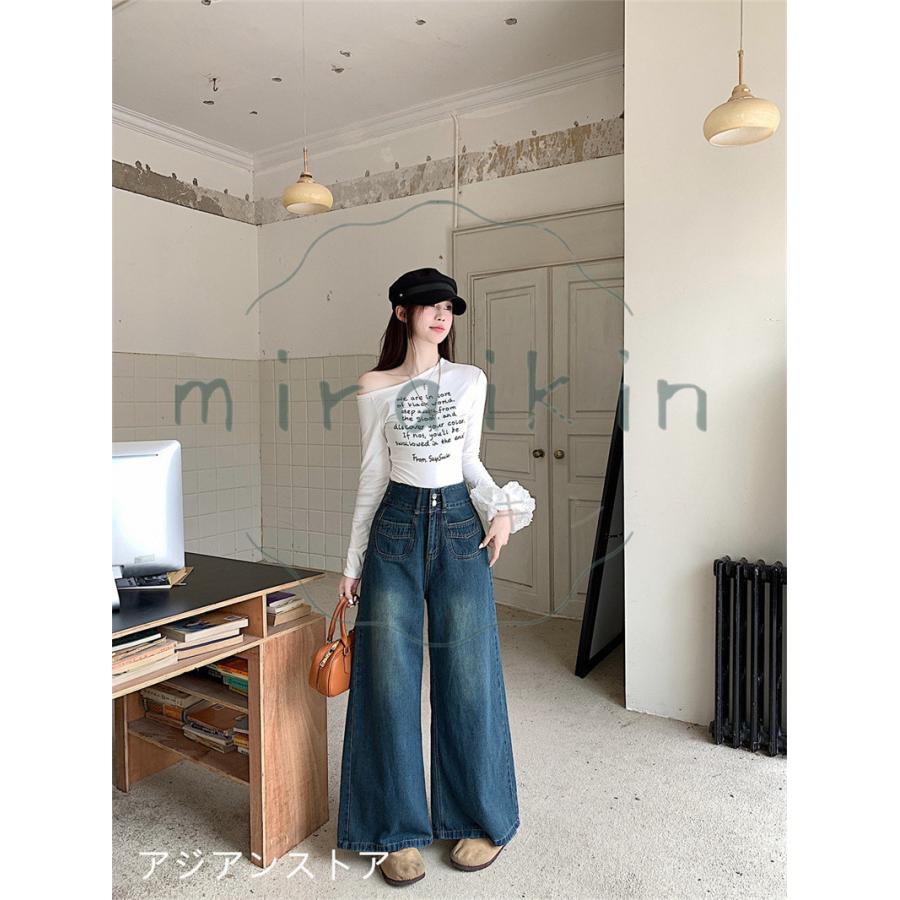 ジーンズ レディース デニムパンツ ワイドパンツ イージーパンツ 秋物