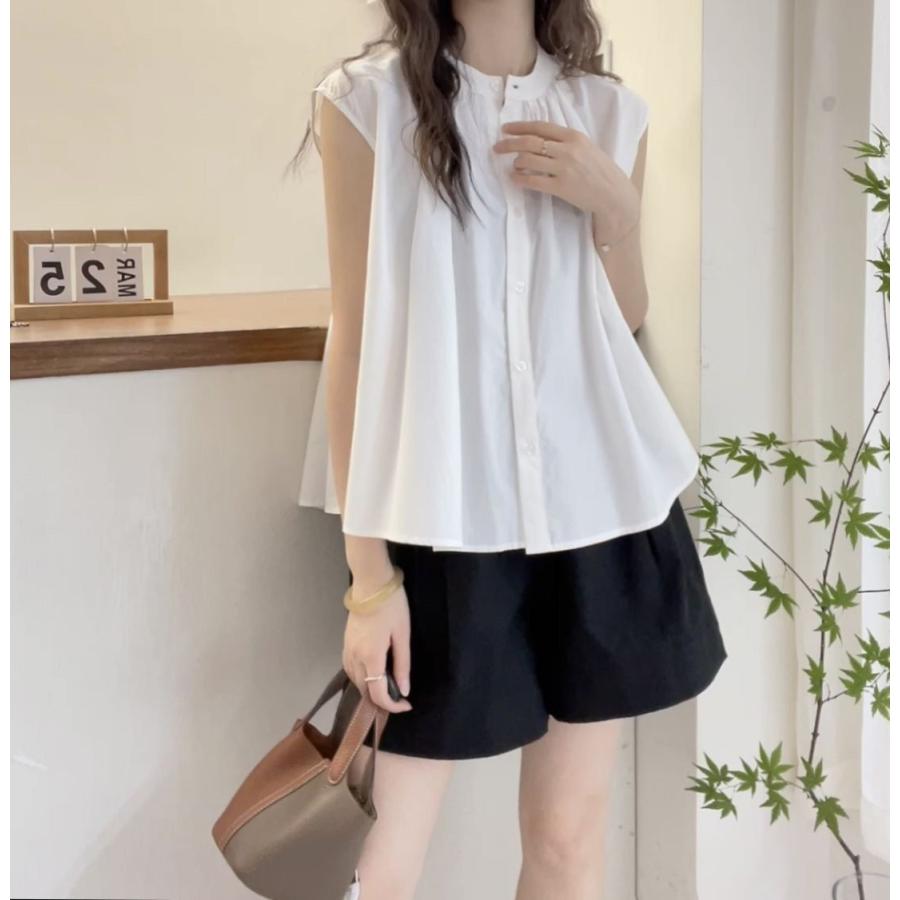 フレンチスリーブシャツ レディース 夏服 フレアシャツ aラインシャツ
