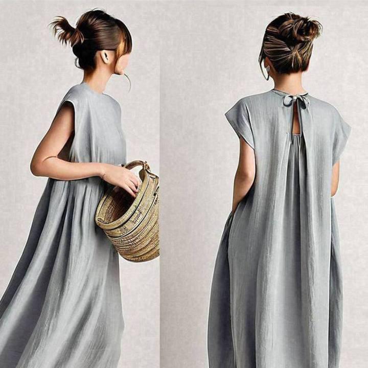 コクーンワンピース フレンチスリーブ レディース 夏服 ロング