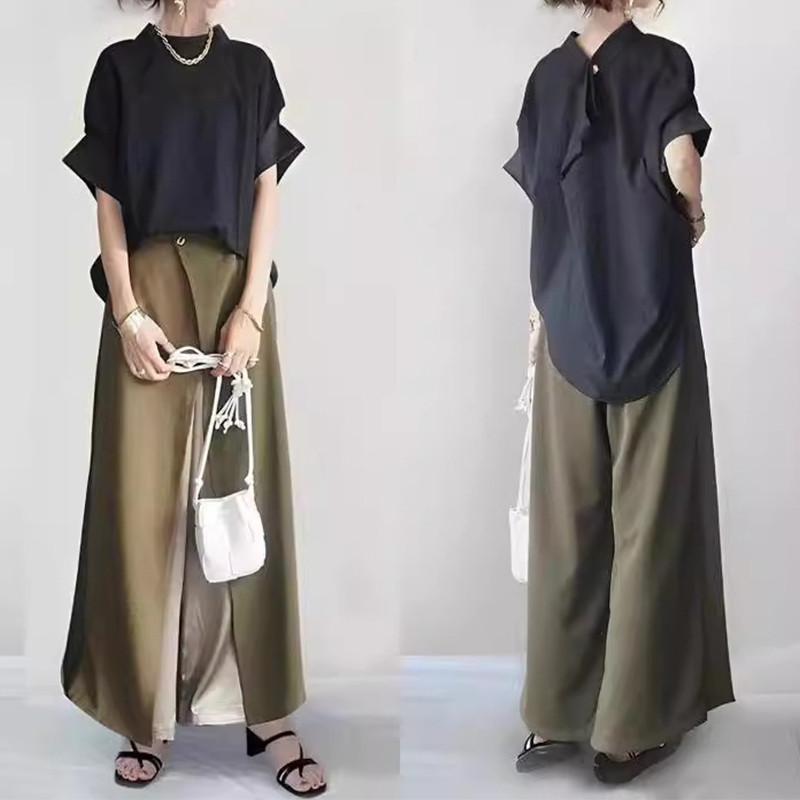 セットアップ レディース 夏服 トップス ブラウス ドルマンスリーブ