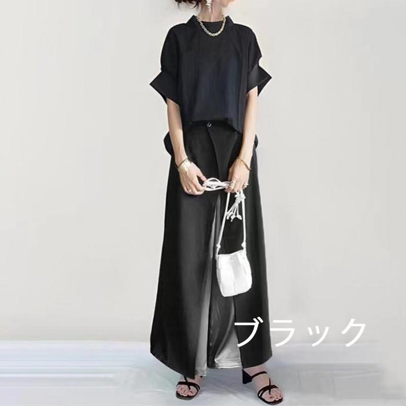 セットアップ レディース 夏服 トップス ブラウス ドルマンスリーブ