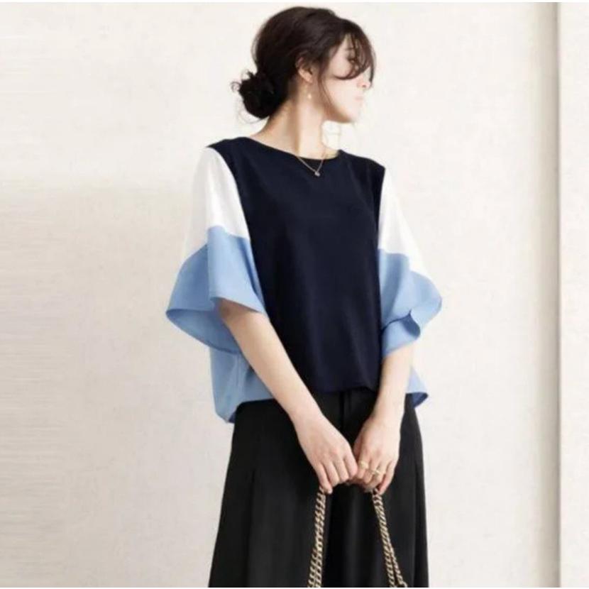 セットアップ レディース 夏服 ブラウス プルオーバー バイカラー 中袖