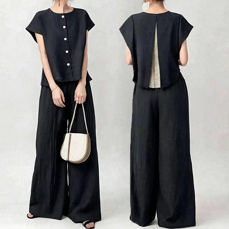 セットアップ レディース 夏服 トップス ショート丈 半袖 フレンチ