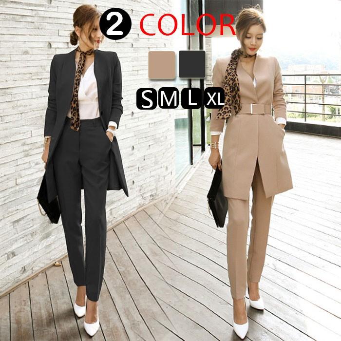 即日発送パンツスーツ レディース 2点セット ビジネススーツ テーラードジャケット ノーカラー スーツ セレモニースーツ ブラックフォーマル 制服 通勤 事務服 Azk アジアンストア 通販 Yahoo ショッピング