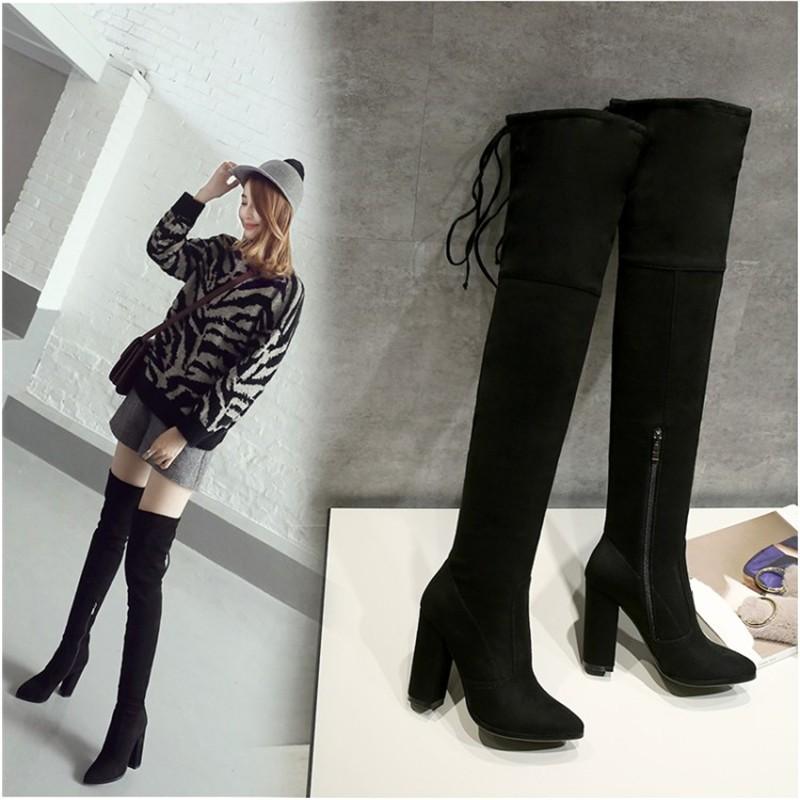 ニーハイブーツ ジョッキーブーツ 大きいサイズ 太めヒール ヒール10cm ロングブーツ レディース シューズ 美脚 脚長 チャンキーヒール 22cm 26 5cm Dgtx アジアンストア 通販 Yahoo ショッピング