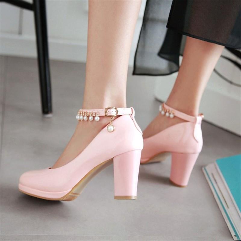 ポインテッドトゥ パンプス 7 5cm ヒール アンクルストラップ チャンキーヒール 太ヒール ミドルヒール 走れるパンプス シューズ 結婚式 二次会 パーティ Dpps アジアンストア 通販 Yahoo ショッピング
