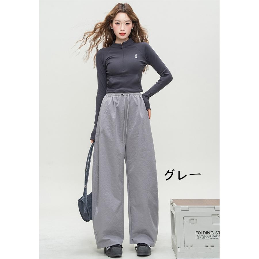 ワイドパンツ 夏服 レディース 春夏 ボトムズ 長ズボン ウエストゴム
