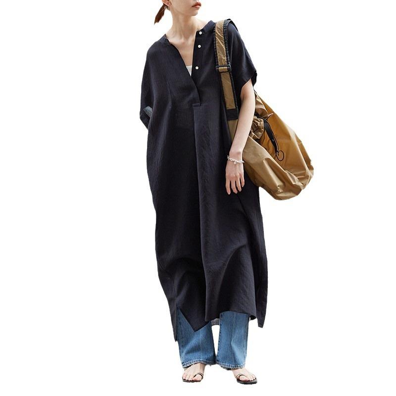 ワンピース 半袖 レディース 夏服 黒 ブラック シャツワンピース