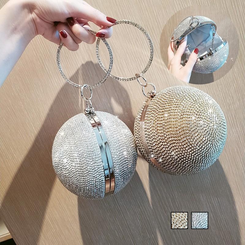 クラッチバッグ 丸型バッグ レディースかばん チェーン付き 送料無料 ハンドバッグ パーティーバッグ 手提げ がま口タイプ ボール型 ラインストーン キラキラ Y19b07b019 アジアンストア 通販 Yahoo ショッピング