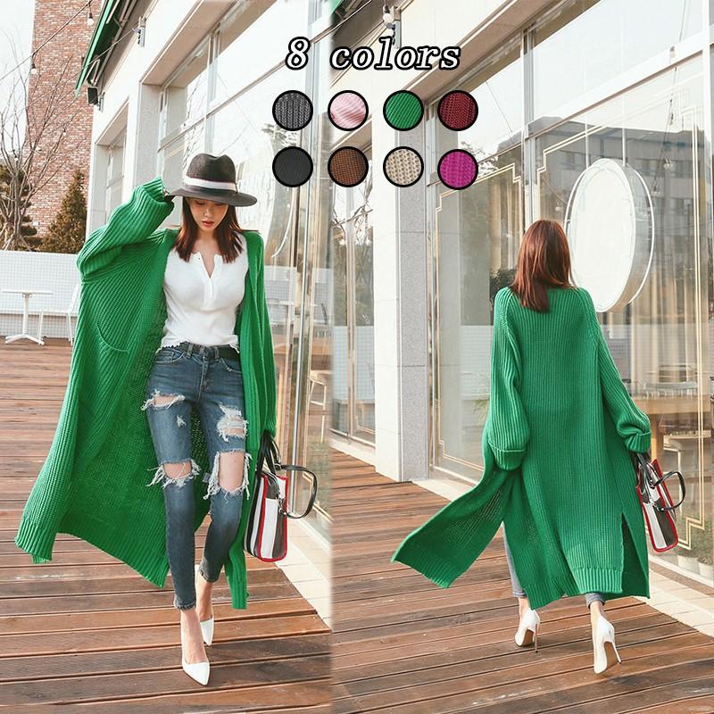 ロングカーディガン カーデ ニットカーディガン レディース 厚手 アウター カーディガン 無地 秋冬物 ロング丈 Uvカット 長袖カーデ ゆったり ロング 送料無料 Y19k07d017 アジアンストア 通販 Yahoo ショッピング