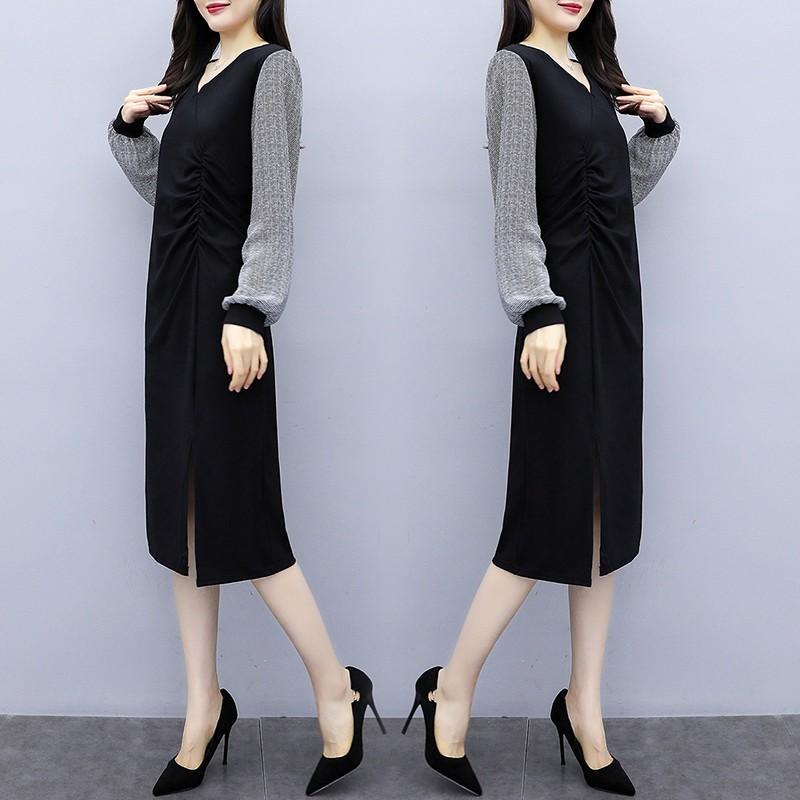 ひざ丈ワンピース 秋服 レディース Vネック ニット シフォン ドッキングワンピース フォーマル 通勤 長袖 ワンピース 体型カバー サイドスリット 着やせ Y19lyq08x0 アジアンストア 通販 Yahoo ショッピング