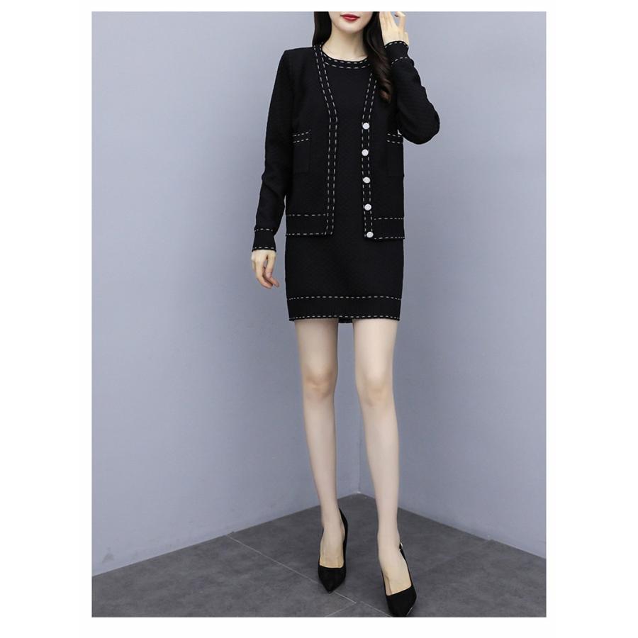 秋服 セットアップ レディース 大きいサイズ ミニワンピース カーディガン 丸首 ニット 通勤 新作 2点セット 半袖 タイトワンピース 長袖カーディ 着痩せ Y19tz08x051 アジアンストア 通販 Yahoo ショッピング