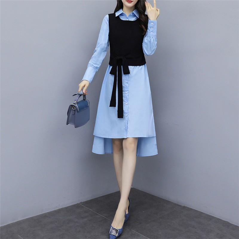 セットアップ シャツワンピース ニットベスト 韓国風 大きいサイズ 体型カバー 秋新作 ニット アウター ひざ丈ワンピース ベスト 2点セット エレガント Y19tz08x102 アジアンストア 通販 Yahoo ショッピング