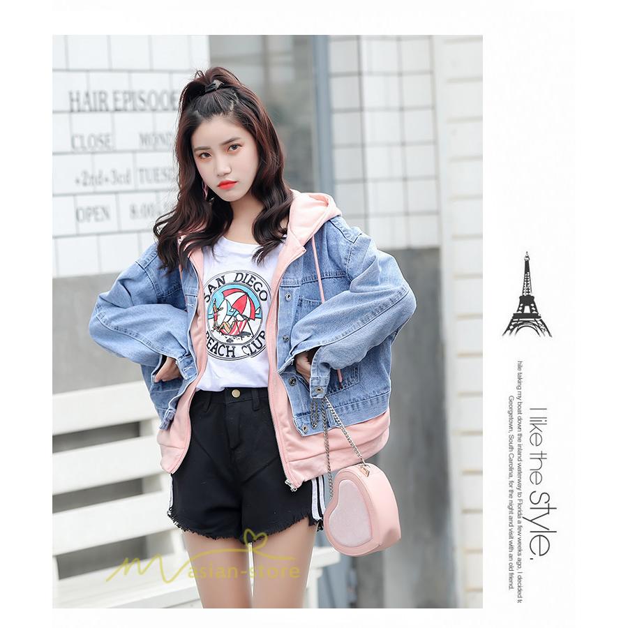 レディースジャケット デニムコート Gジャン ジージャン シンプル カジュアル ショート丈ジャケット ポケット アウター ゆったり 重ね着 フェイク インナー Y10wt144 アジアンストア 通販 Yahoo ショッピング