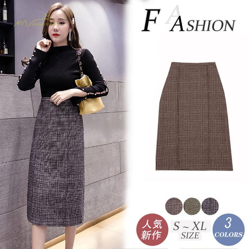 スカート レディース 千鳥格子柄 タイト ロングスカート ハイウエスト ベーシック ボトムス シンプル 着痩せ Aライン 脚長 オフィス 通勤 エレガント 秋冬コーデ Ybsq アジアンストア 通販 Yahoo ショッピング