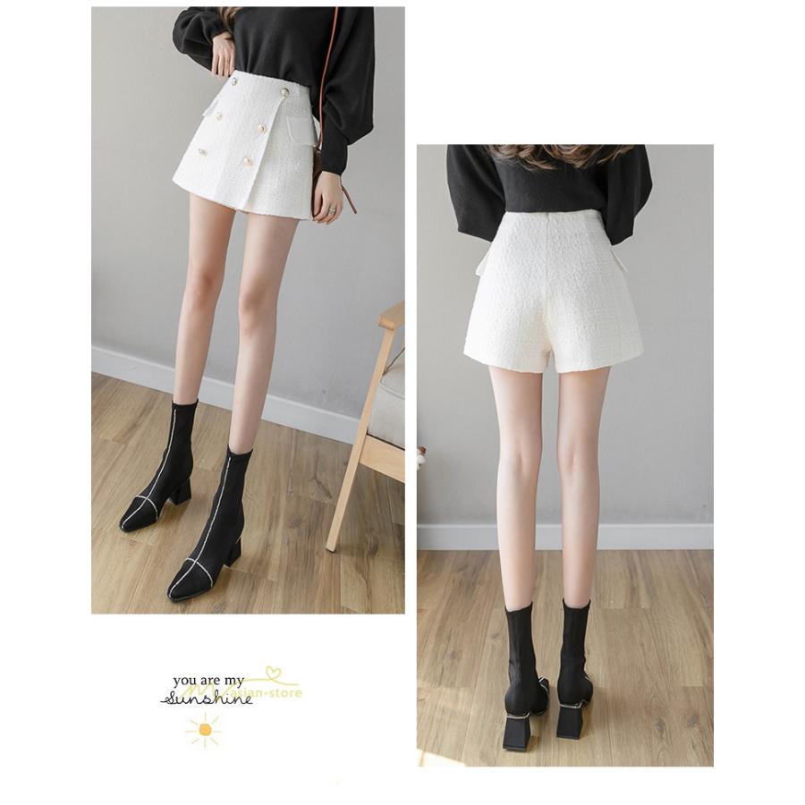 キュロットスカート Aラインスカート 無地 レディース ショートパンツ ボトムス ハイウエスト ダブルボタン 韓国ファッション シンプル ガーリー 可愛い 着回し Ybsq062 アジアンストア 通販 Yahoo ショッピング