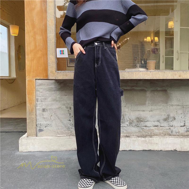 デニム パンツ レディース ストレートパンツ ジーンズ ボトムス ゆったり ワイドパンツ ハイウエスト ロングパンツ お出かけ レトロ風 通勤通学 カジュアル Ysdbl アジアンストア 通販 Yahoo ショッピング