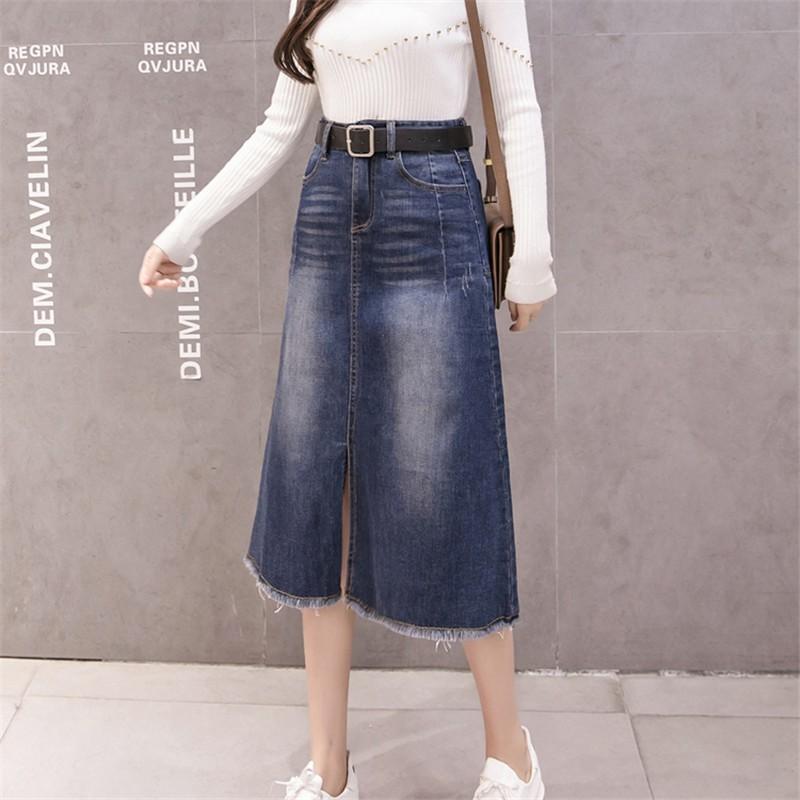 タイトスカート デニムスカート Aラインスカート レディース春夏スカート ハイウエスト S M L Xl Xxl 膝下丈 可愛い 着痩せ 通学通勤 Denim 裾スリット Ysyunka049 アジアンストア 通販 Yahoo ショッピング