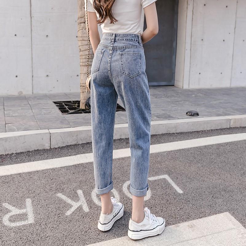 デニムパンツ ロング丈パンツ レディース おしゃれ トレンド フェミニン カジュアル 春秋 九分丈パンツ ボトムス ハイウエスト ハレムパンツ Ysyunka079 アジアンストア 通販 Yahoo ショッピング