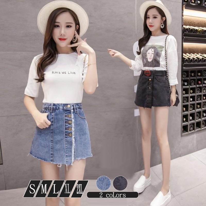 キュロットスカート キュロット デニムスカート フリンジ 夏物 ボトムス ダメージ加工 カジュアル アシンメトリー 韓国風 台形スカート 着痩せ Ysyunka099 アジアンストア 通販 Yahoo ショッピング