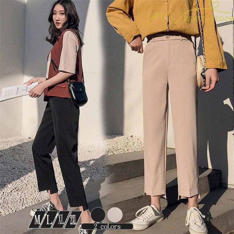 スラックス カジュアル ビジネス スリム オフィス ストレート 春コーデ トレンド 無地 ボトムス おしゃれ 九分丈パンツ シンプル ファッション 体型カバー Ysyunka151 アジアンストア 通販 Yahoo ショッピング